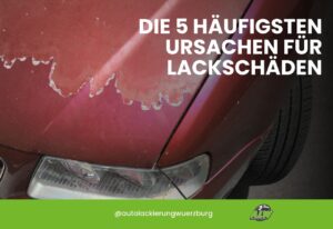 Lackschäden an rotem Auto sichtbar.